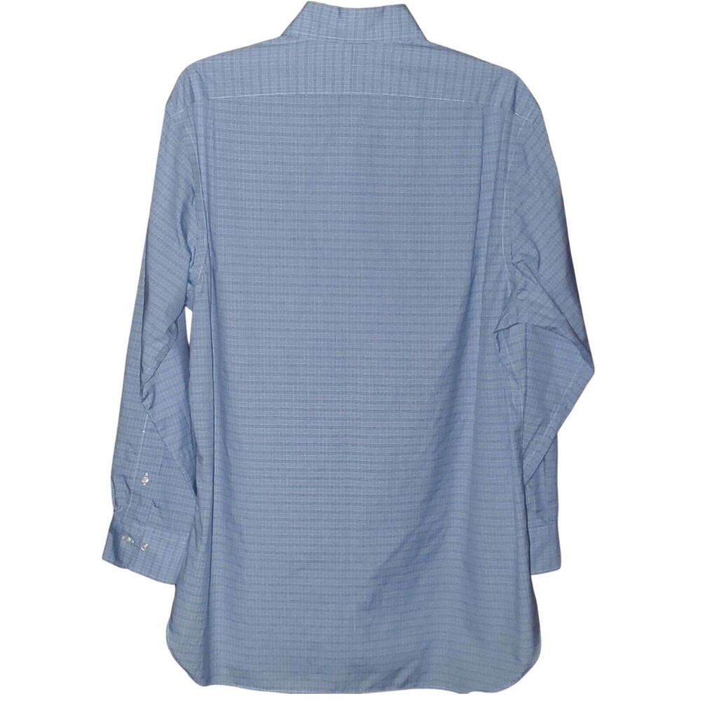 RALPH LAUREN Blue Checked Dress Shirt Size 16.5  32/33 Long Slv Button Easy Care - Picture 4 of 6